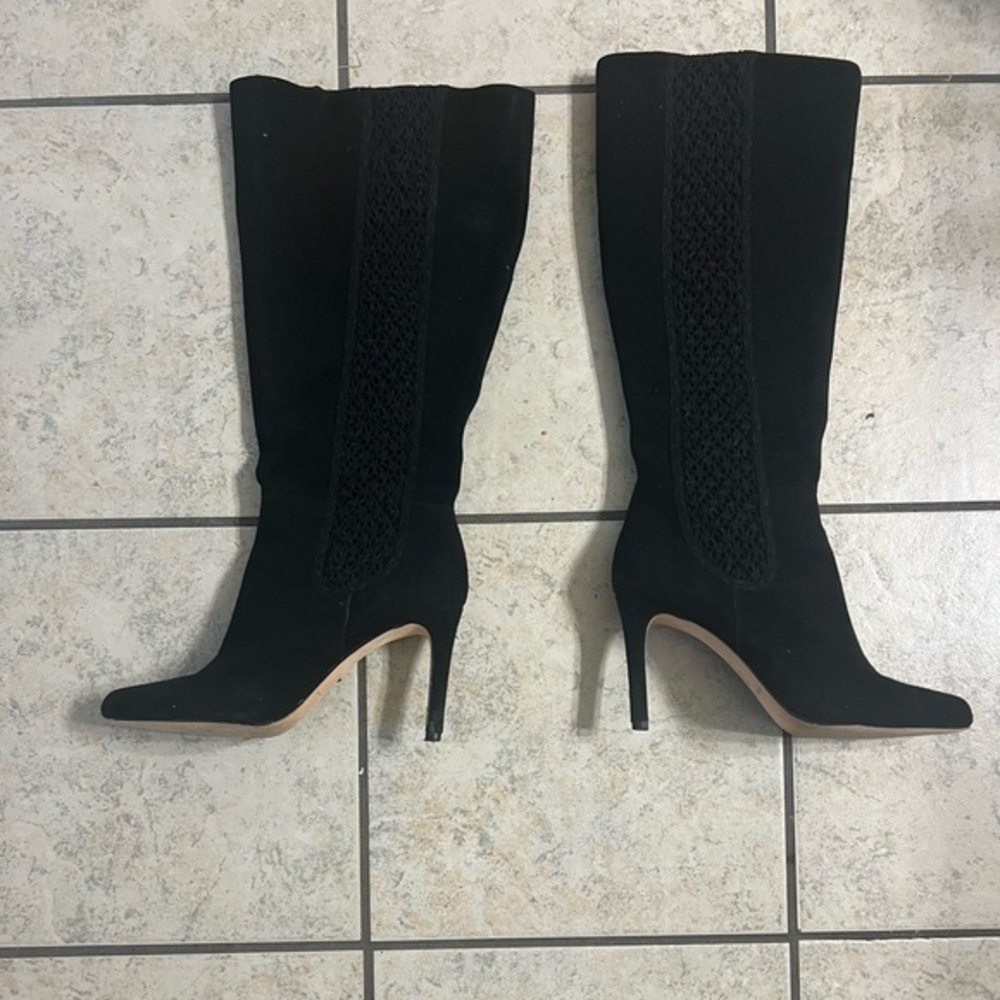 Antonio Meloni Black Mikel Knee High Suede Boots, size 9, Excellent Condition